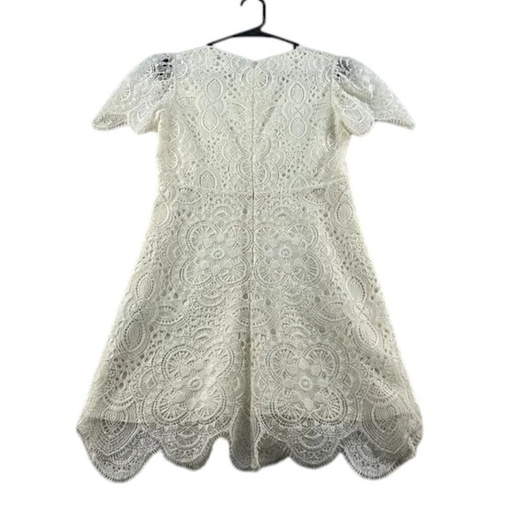 Zara Women Dress Midi White Lined Lace Women's Size S - Picture 4 of 12